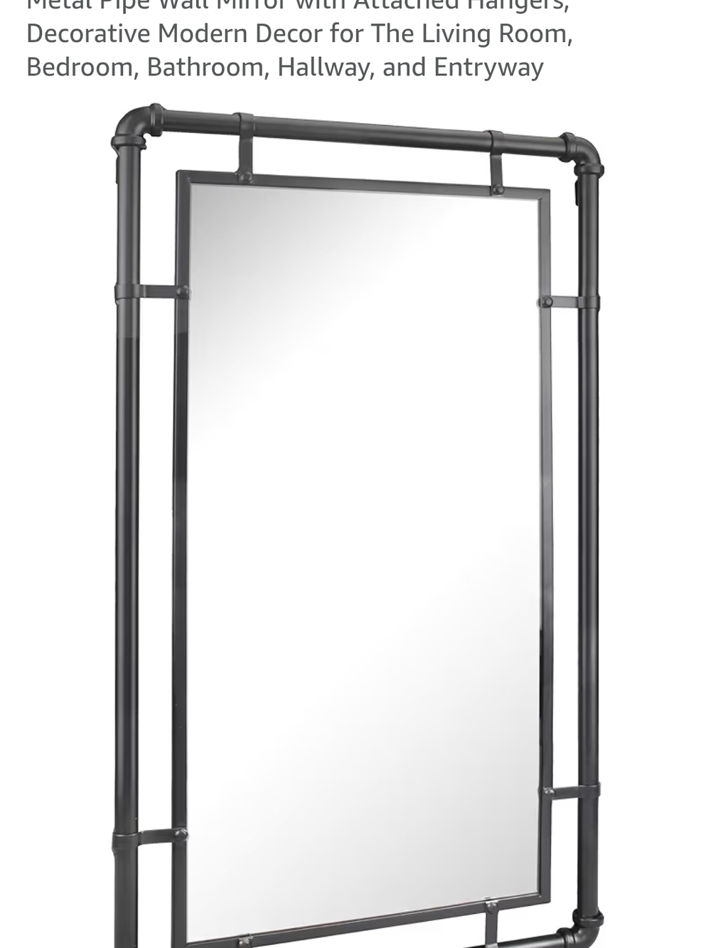 Industrial Rectangle Wall Mirror in Black Metal Frame 29.1" X 16.7"